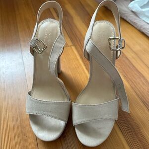 LC Lauren Conrad Cream Heels with Ankle Straps